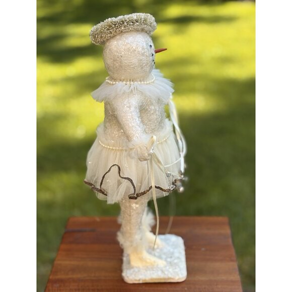 Bethany Lowe Snowman Christmas Snow Lady Tutu Pearls Holding Bell Garland 16” - Picture 4 of 13